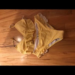 Yellow polka dot two piece swimsuit NWT
